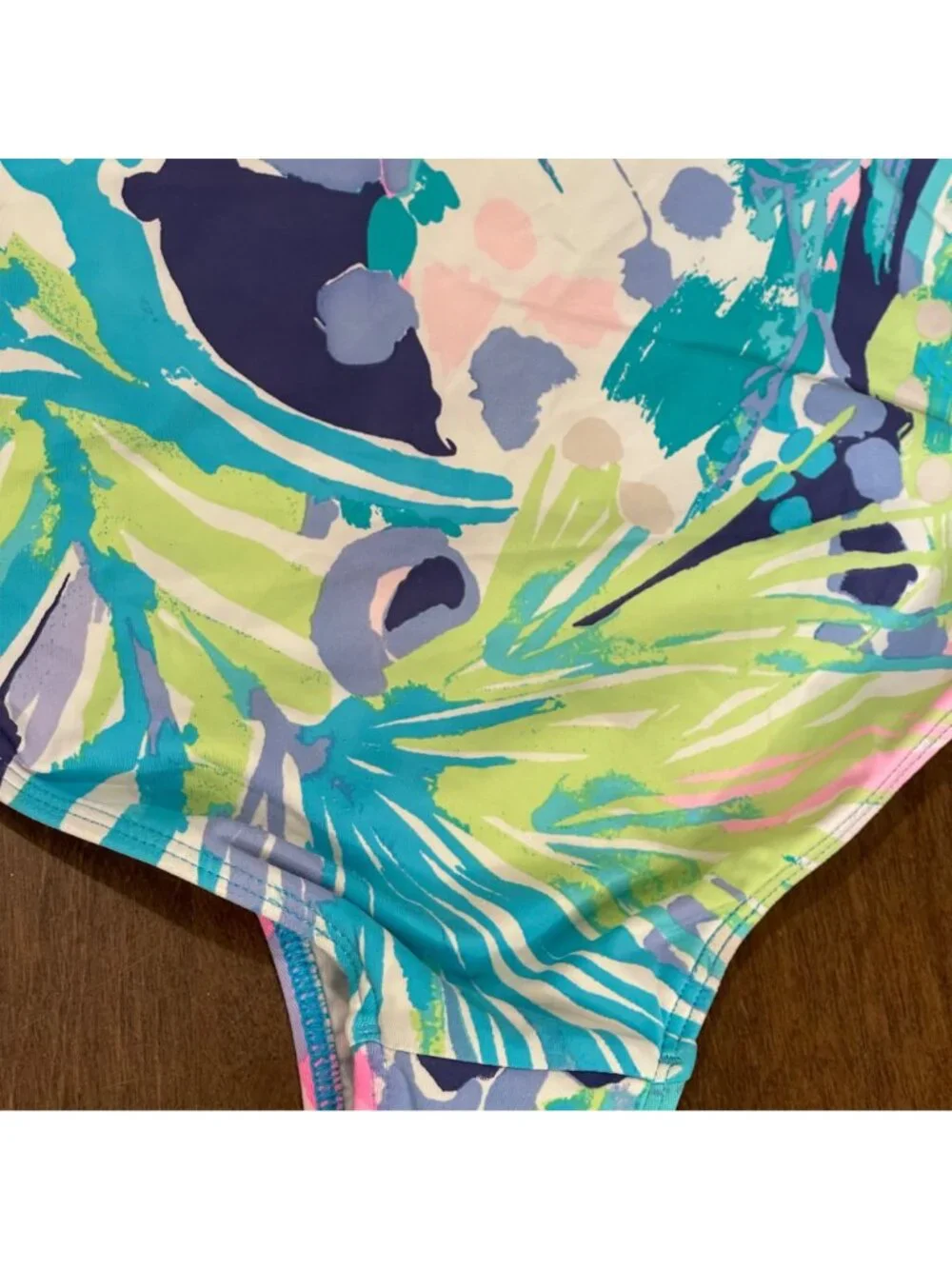 Lilly Pulitzer One Piece Swimsuit Girls Size 8 Colorful Leaf Print Halter Clasp